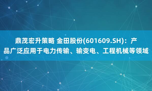 鼎茂宏升策略 金田股份(601609.SH)：产品广泛应用于电力传输、输变电、工程机械等领域